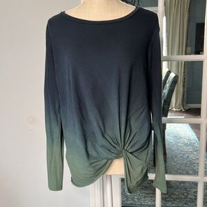 Umgee long sleeve top with faux knots, blue green ombre